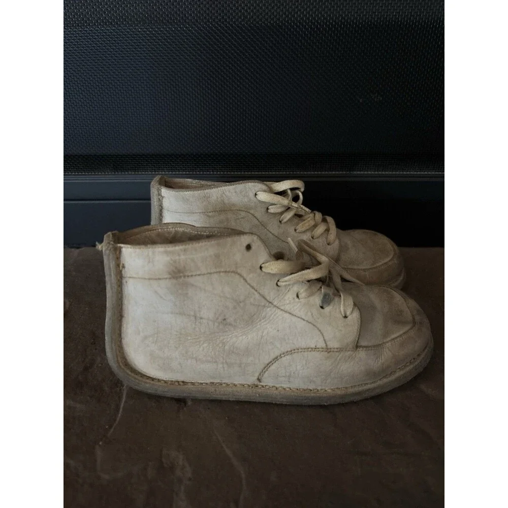 Vintage Toddler White Leather Shoes Distressed